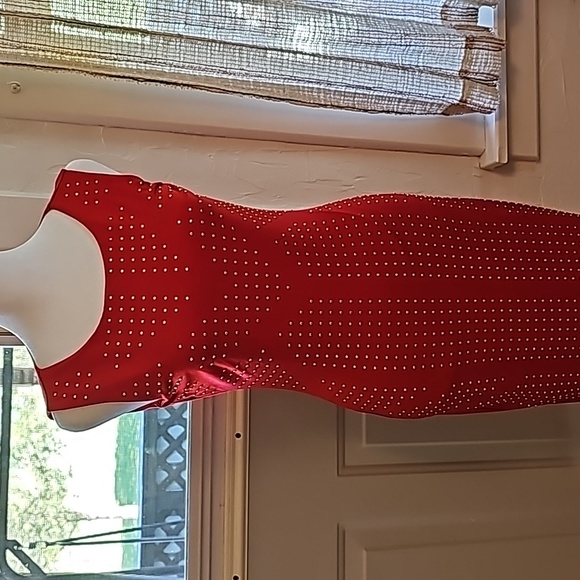 NWOT Calvin Klein Womans Size 2 stunning Red dress with embellishments. - Picture 7 of 8